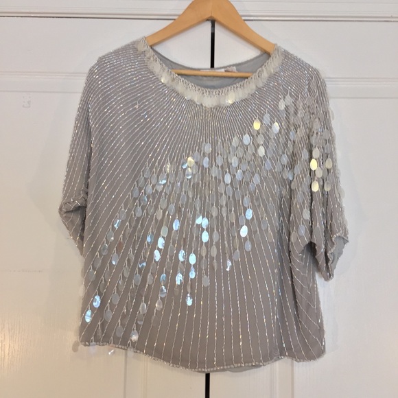 Vintage 80βs Silk Beaded Formal Top, Size Large - Picture 4 of 17